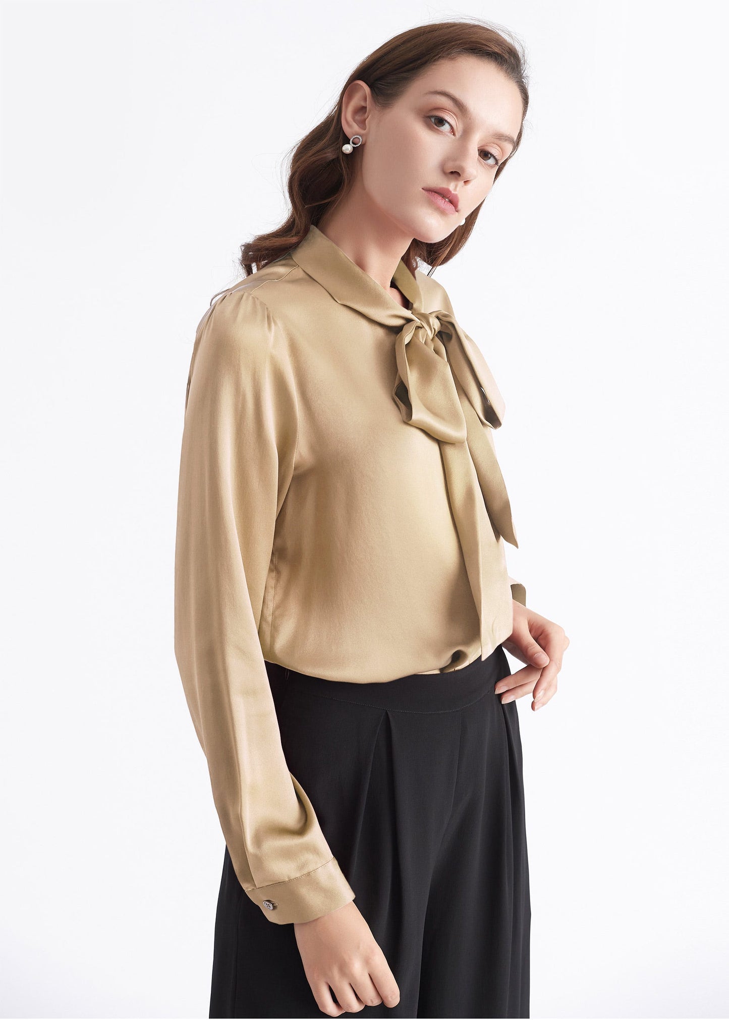 Bow-tie Neck Silk Blouse