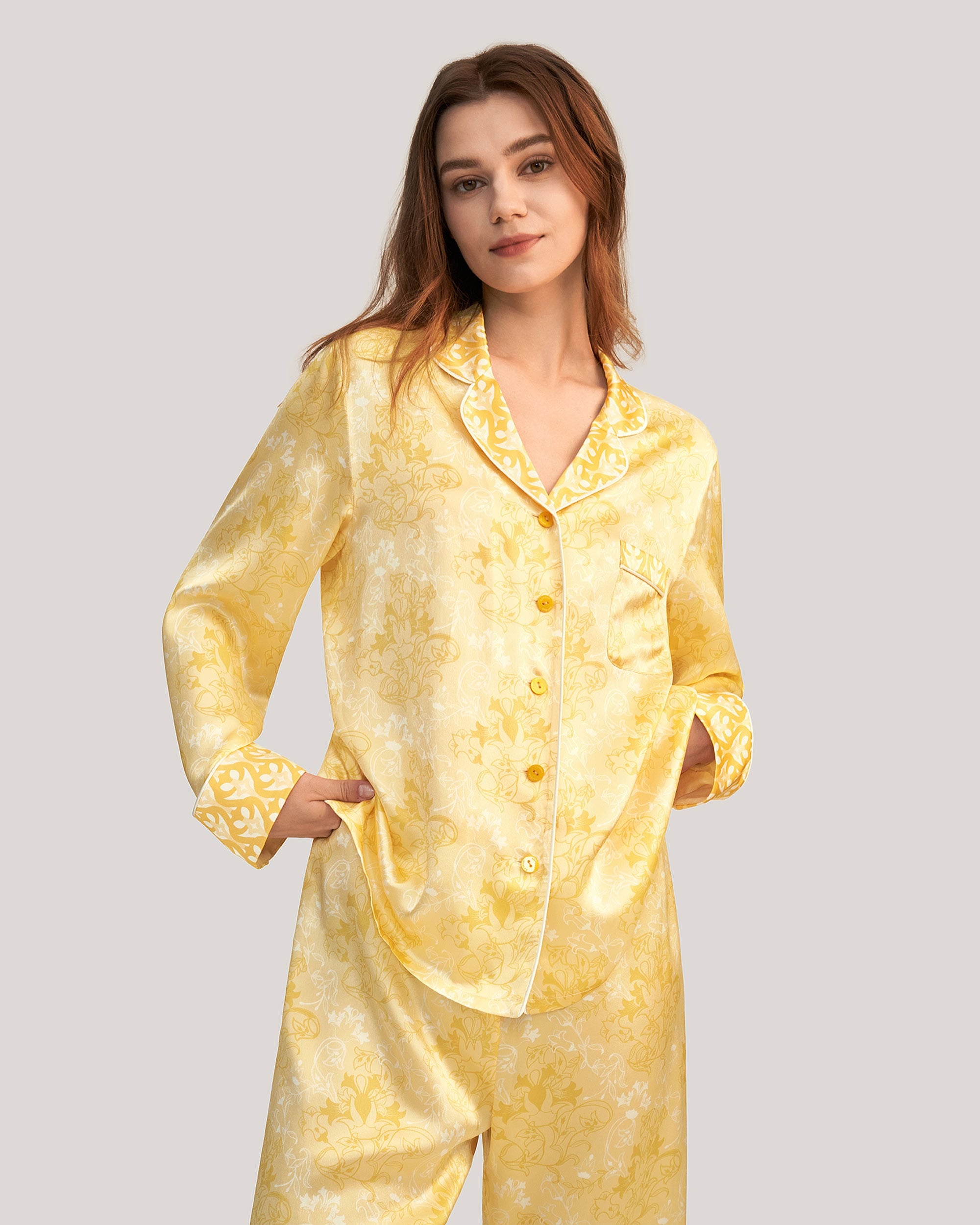 Golden Lily Silk Pajama Set