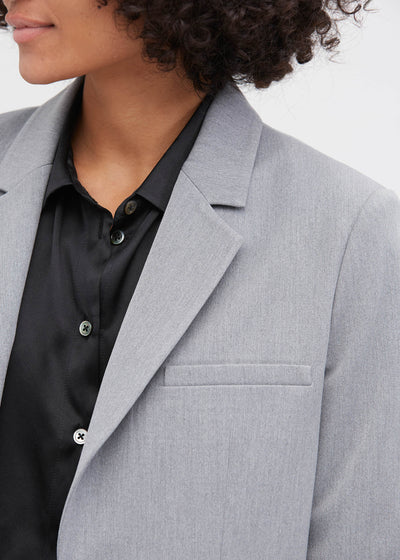 Basic Long Sleeve Silk Liner Blazer Gray