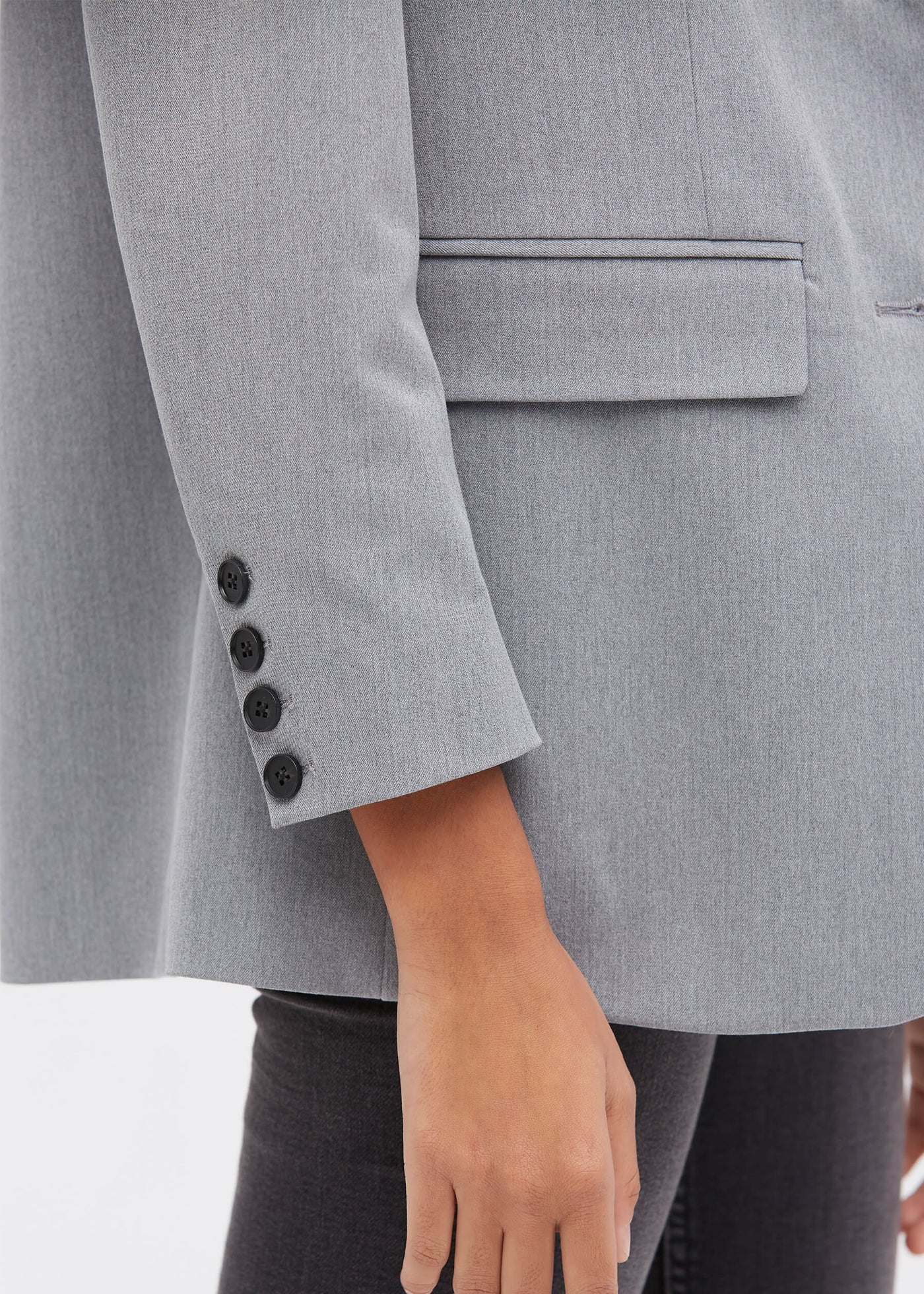 Basic Long Sleeve Silk Liner Blazer Gray