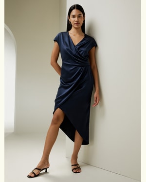 Draped Silk Midi-Dress