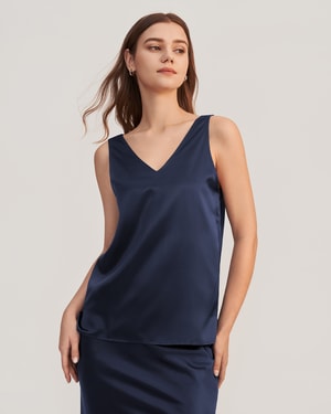 V-Neck Sleeveless Silk Tank Top