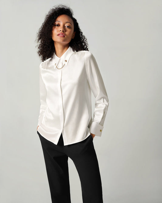 Silk Blouse With Metal Chain