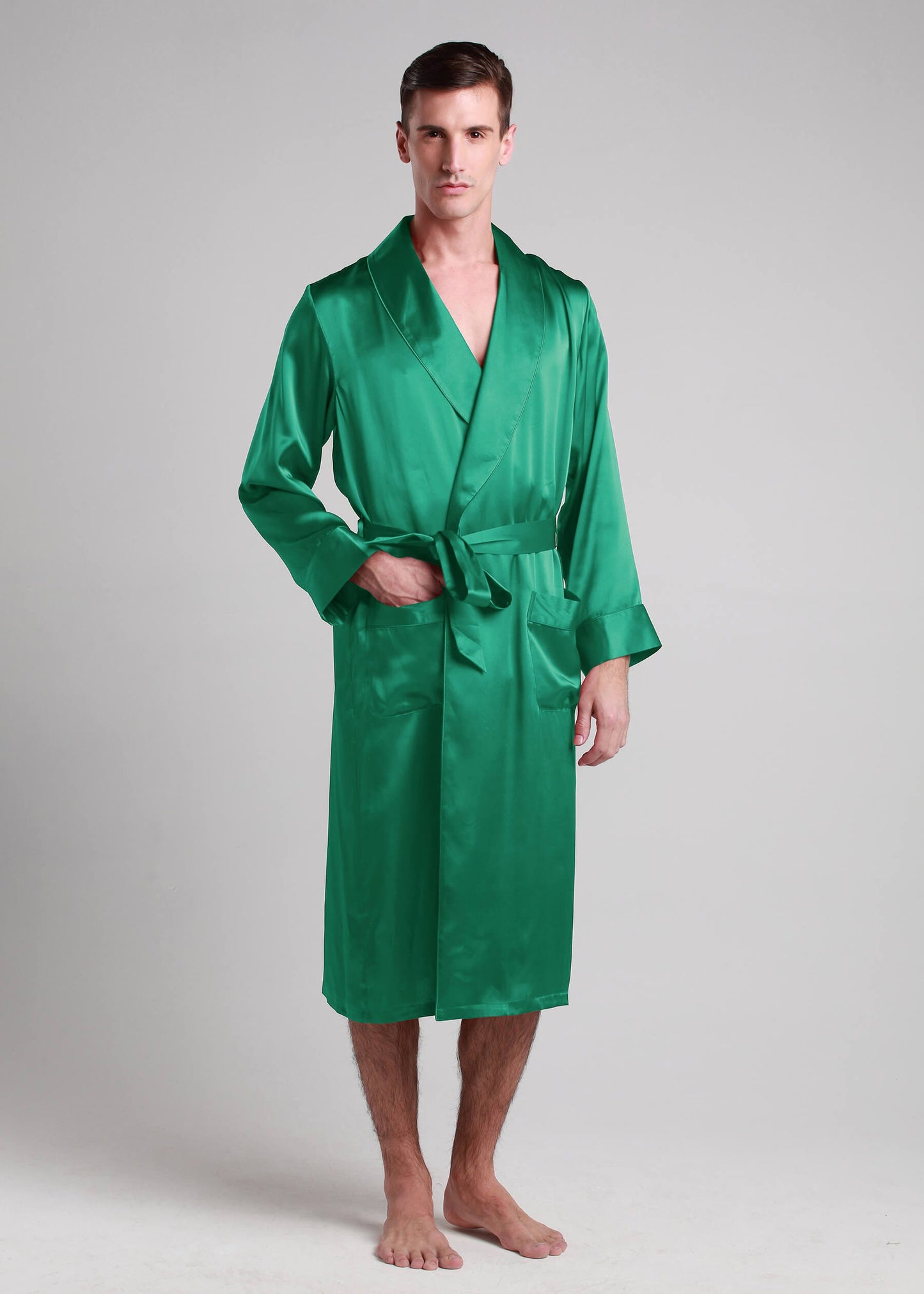 22 Momme Lapel Collar Long Silk Robe