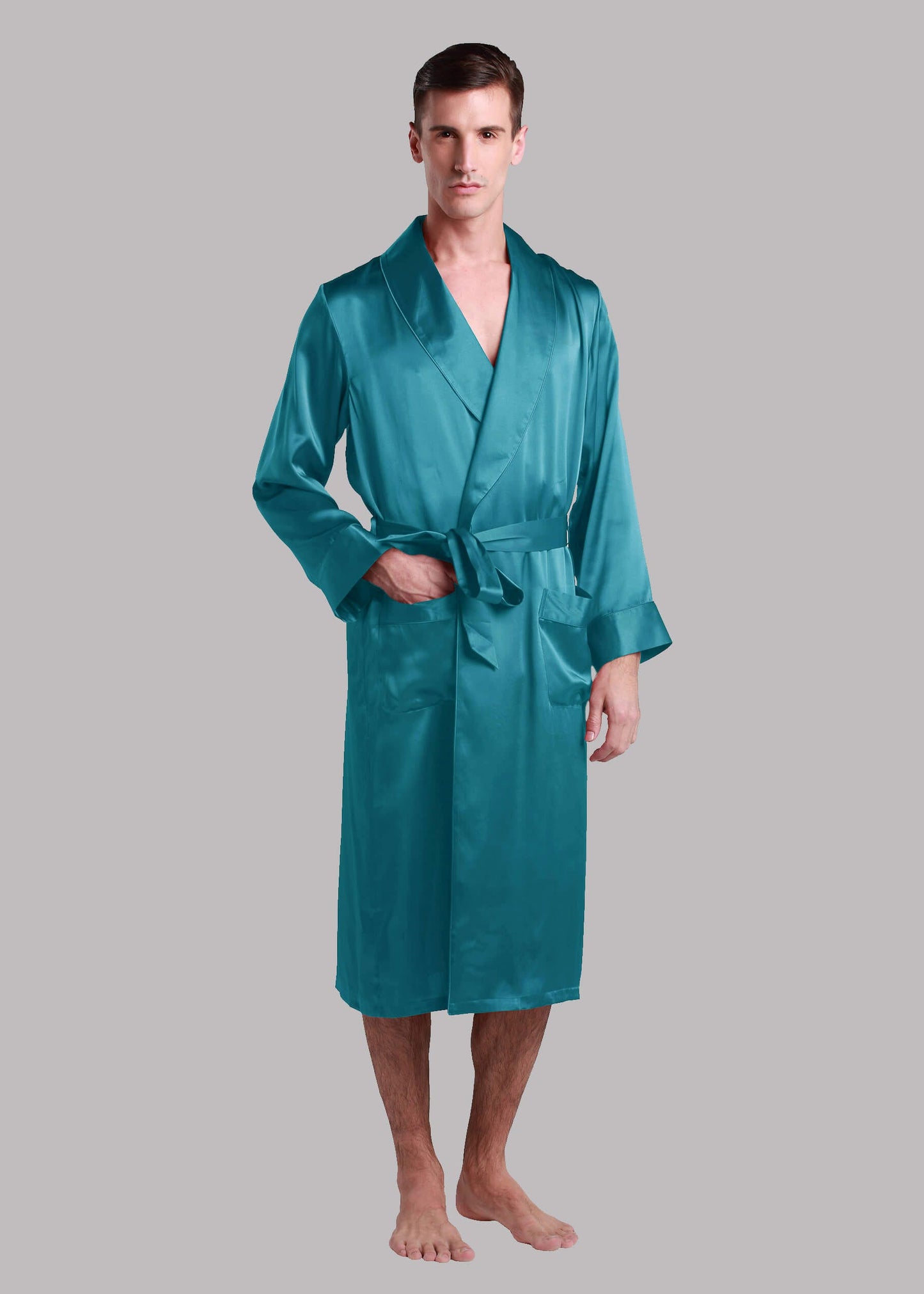 22 Momme Lapel Collar Long Silk Robe