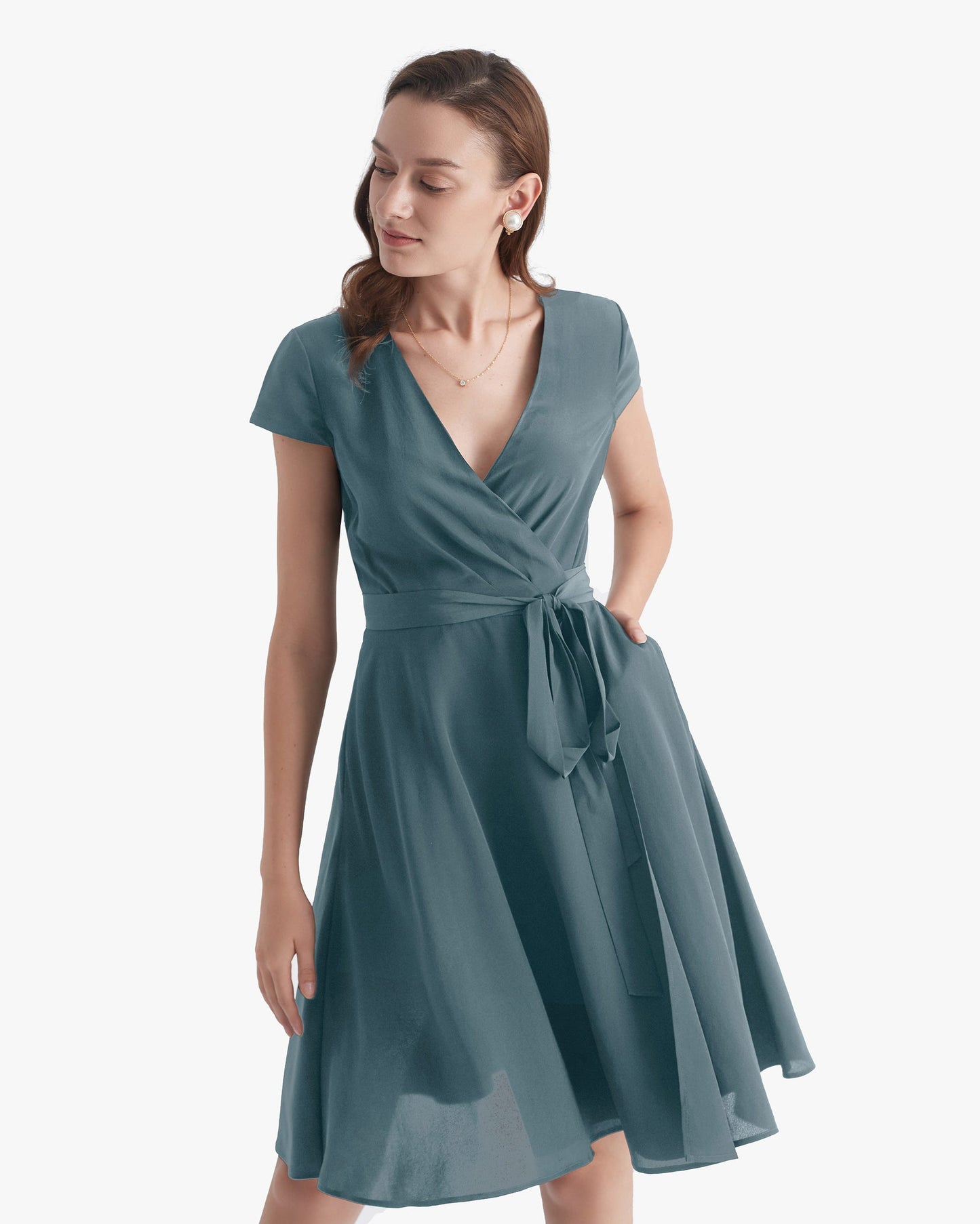 Figure Flattering Silk Wrap Dress