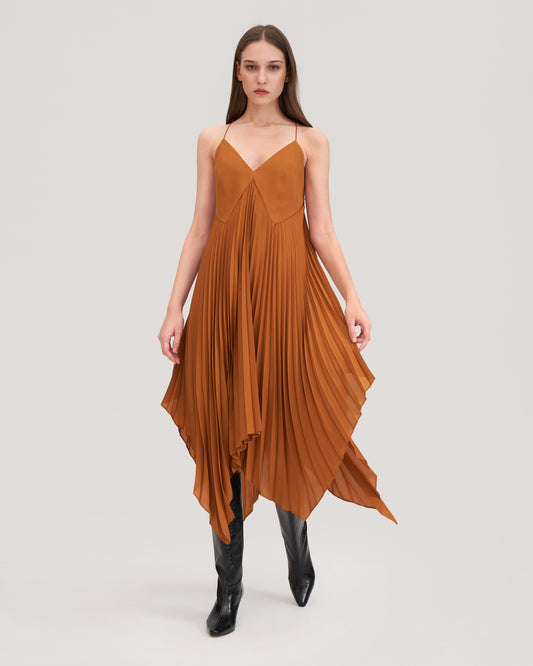 Pleated Silk Daisy Dress