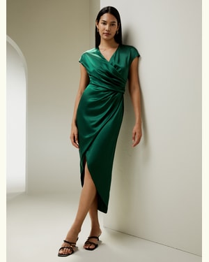 Draped Silk Midi-Dress