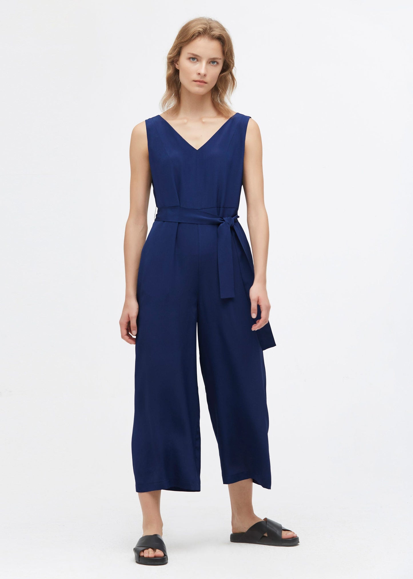 Chic Wide Leg Silk Jumpsuit