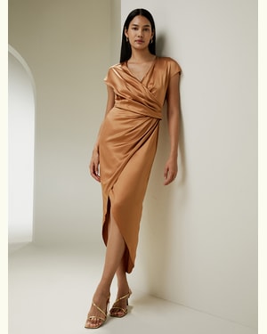 Draped Silk Midi-Dress