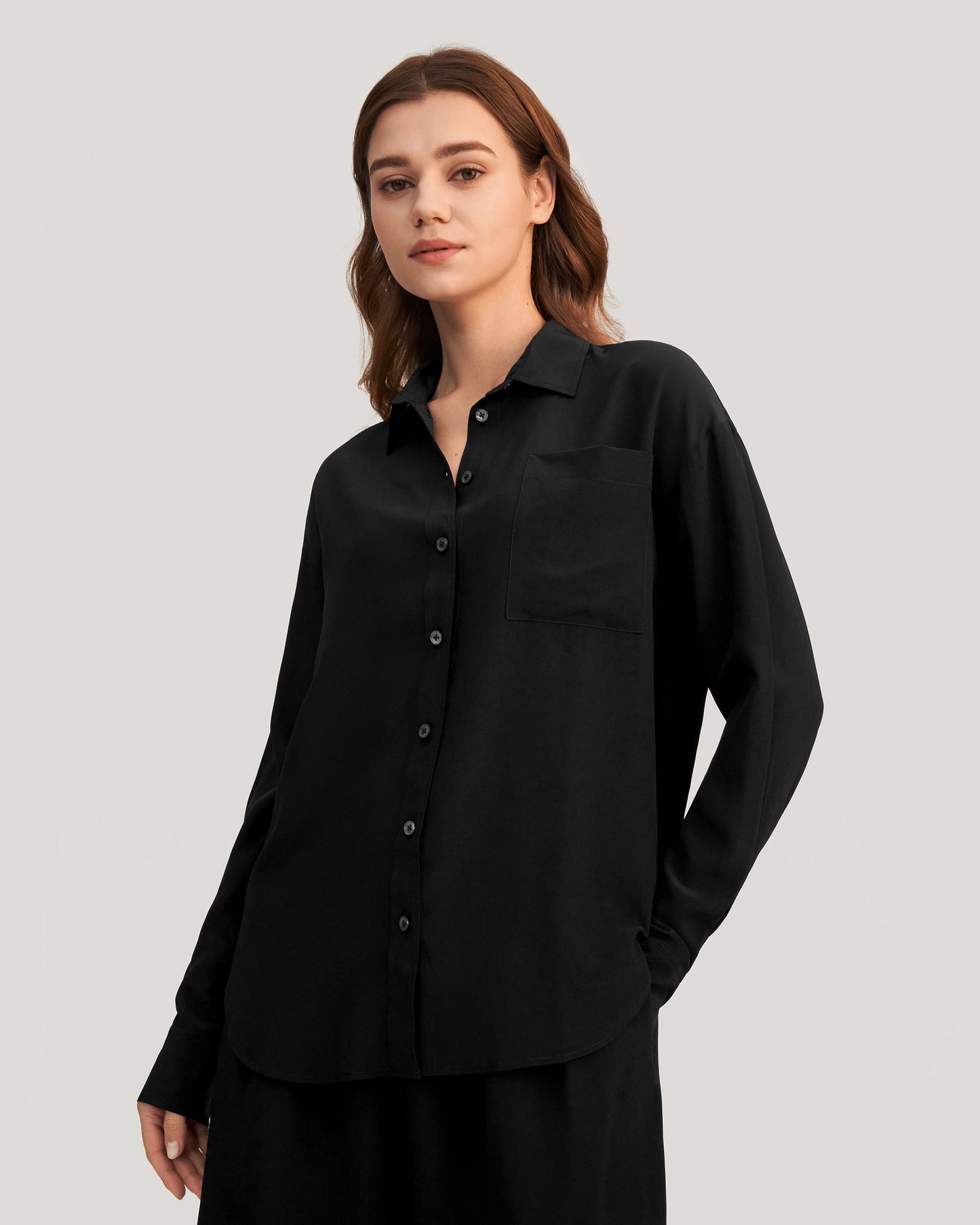 Drop Shoulders Oversize Silk Shirt