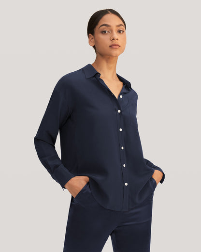 Drop Shoulders Oversize Silk Shirt