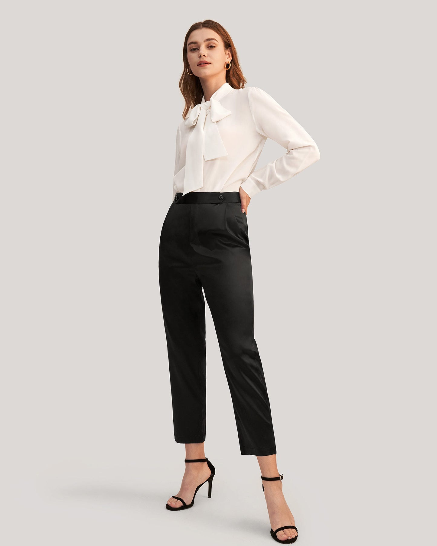 Comfort Fit Silk Cigarette Pants