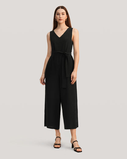 Chic Wide Leg Silk Jumpsuit