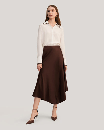 Flattering Silk Skirt With Asymmetric Hem