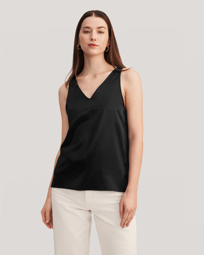 V-Neck Sleeveless Silk Tank Top