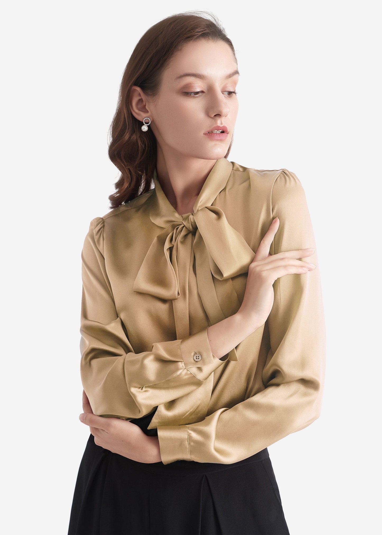 Bow-tie Neck Silk Blouse