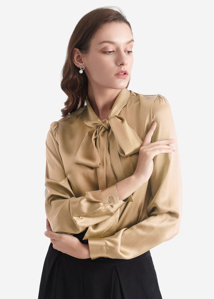 Bow-tie Neck Silk Blouse