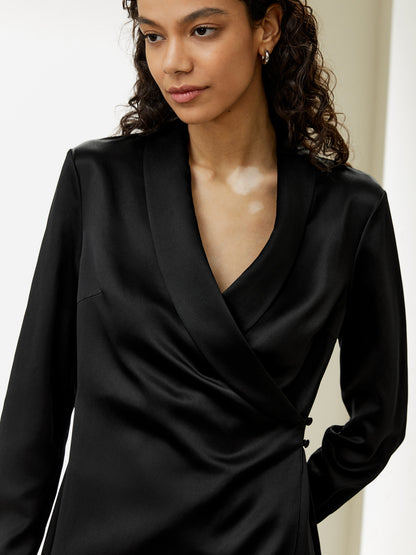 Shawl Collar Silk Wrap Dress