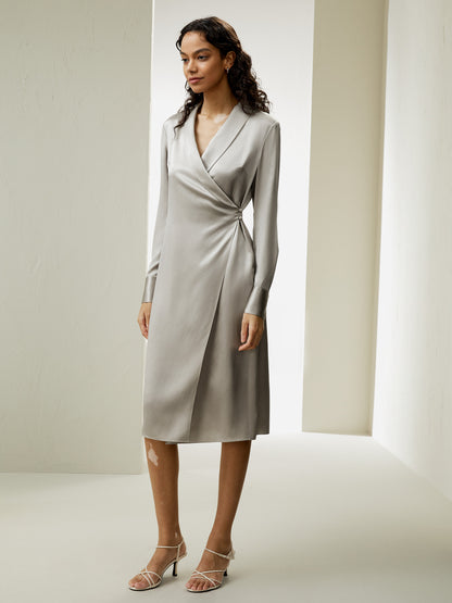 Shawl Collar Silk Wrap Dress