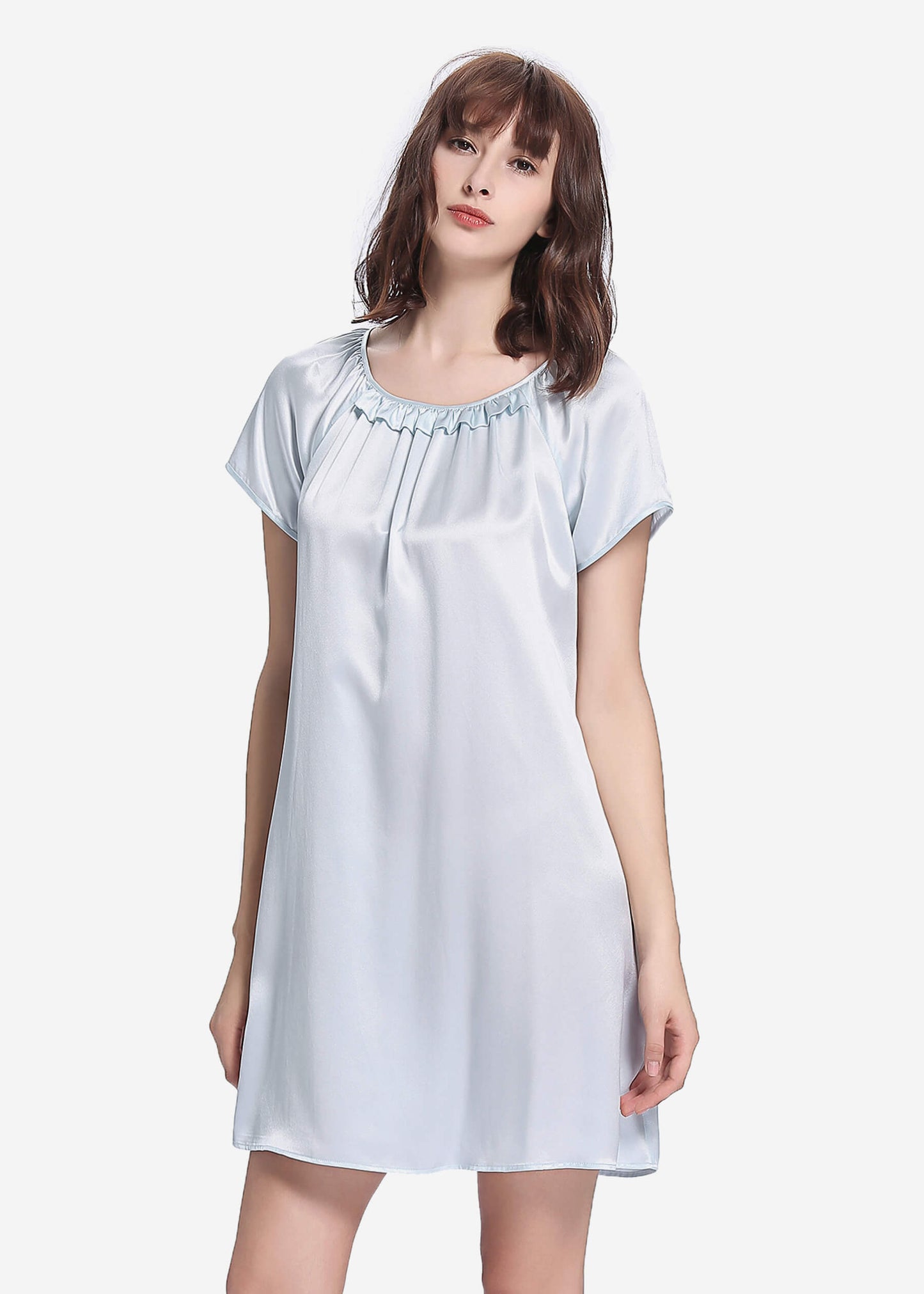 22 Momme Ruffle Trimmed Silk Nightgown