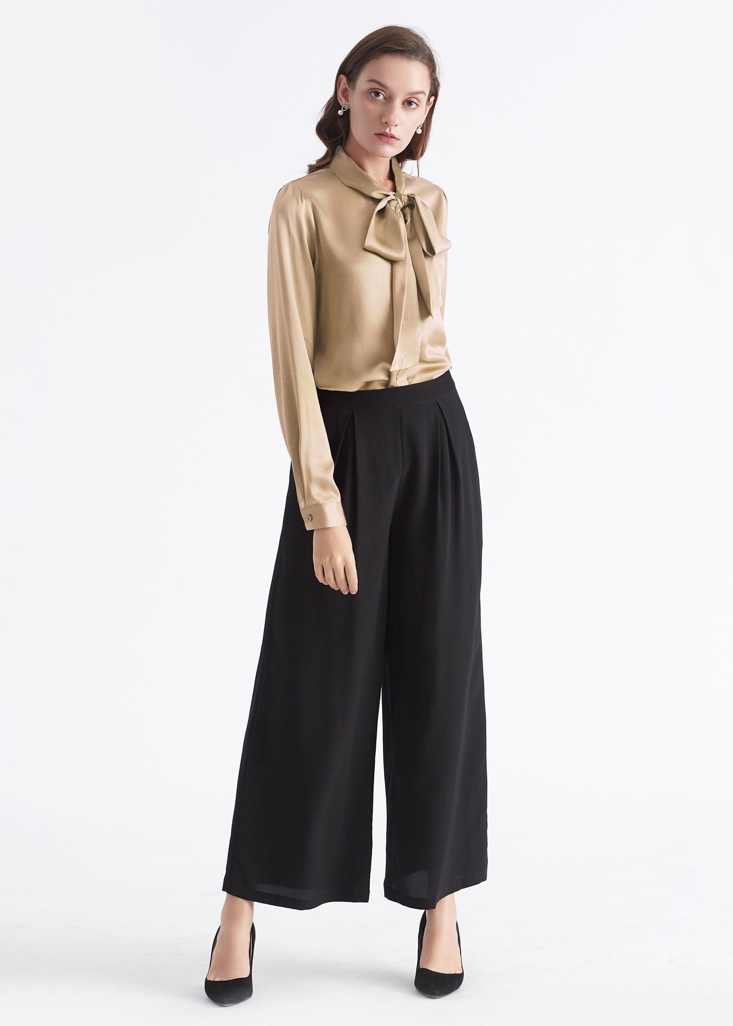 Bow-tie Neck Silk Blouse