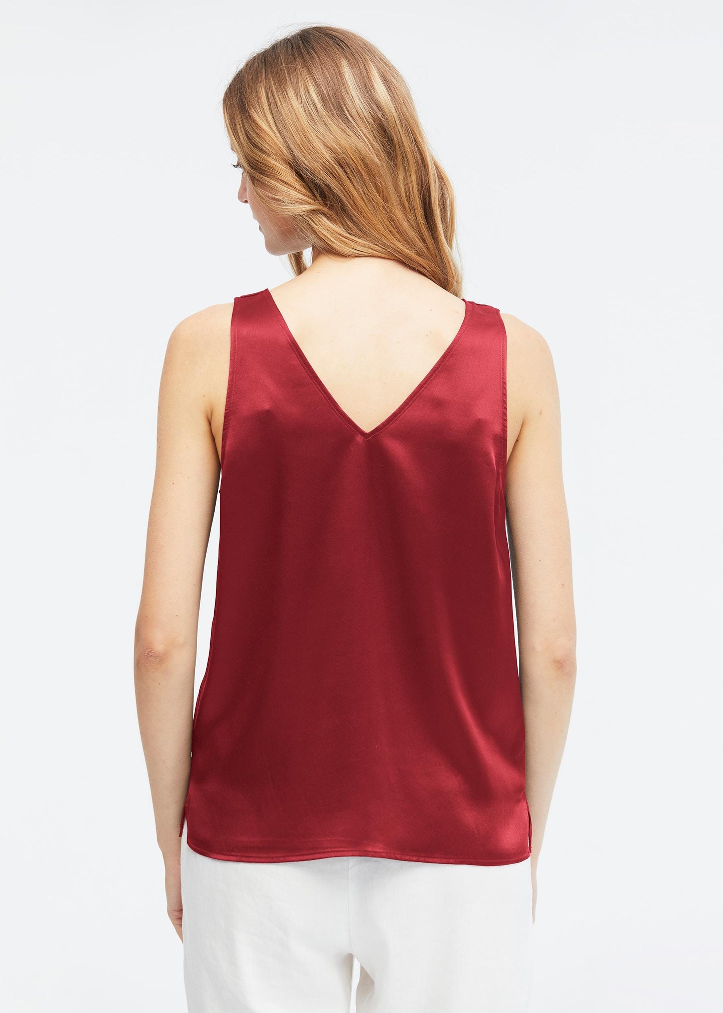 V-Neck Sleeveless Silk Tank Top