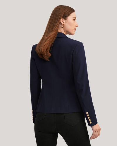 Classic Double Breasted Slim Blazer Navy Blue