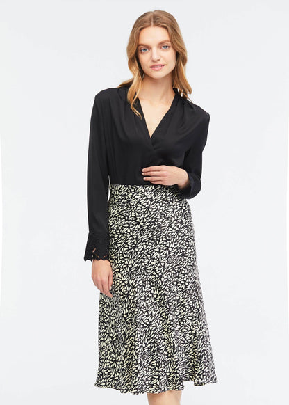 Printed Slim Fit Silk Midi Skirt Zebra Print LILYSILK Factory