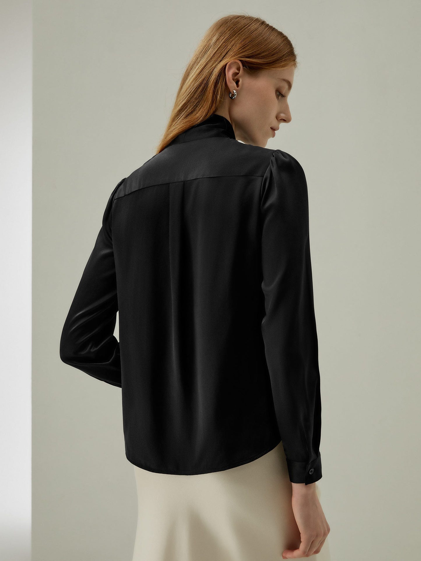 Bow-tie Neck Silk Blouse