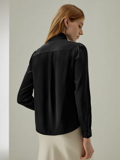 Bow-tie Neck Silk Blouse