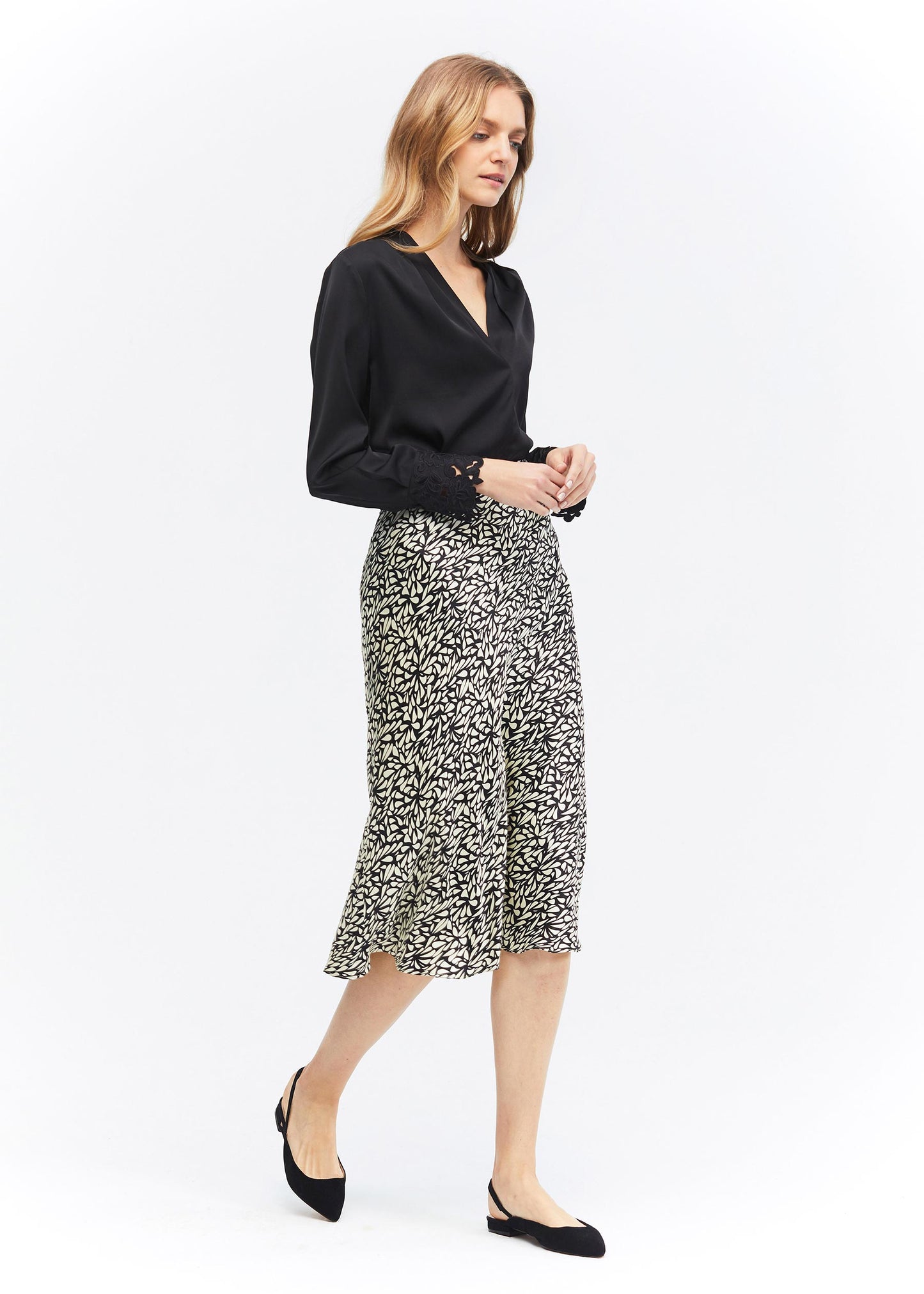 Printed Slim Fit Silk Midi Skirt Zebra Print LILYSILK Factory