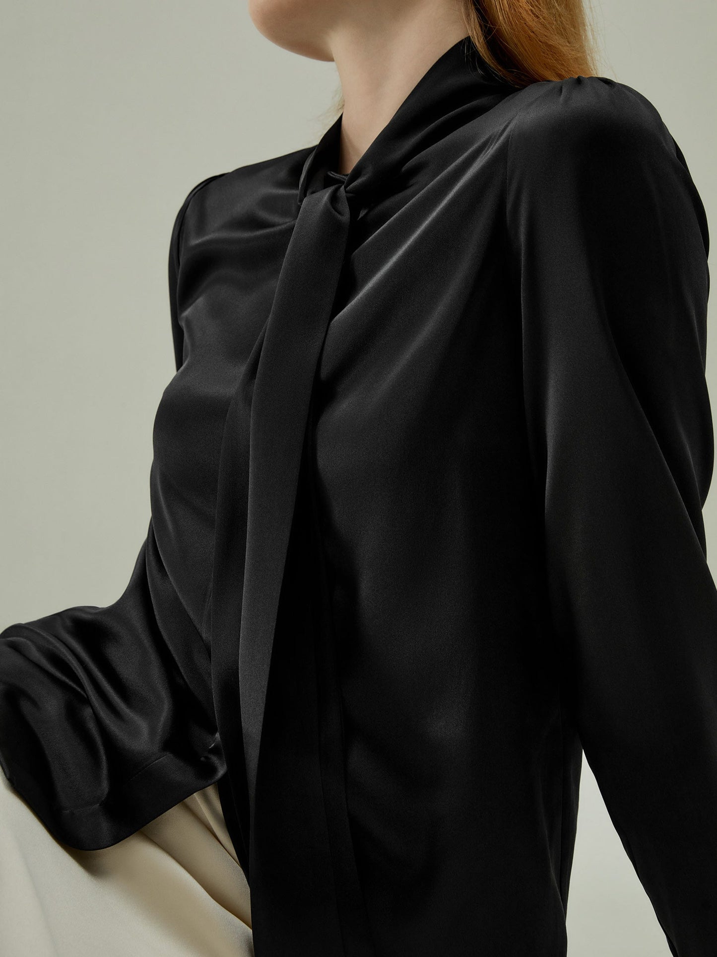 Bow-tie Neck Silk Blouse