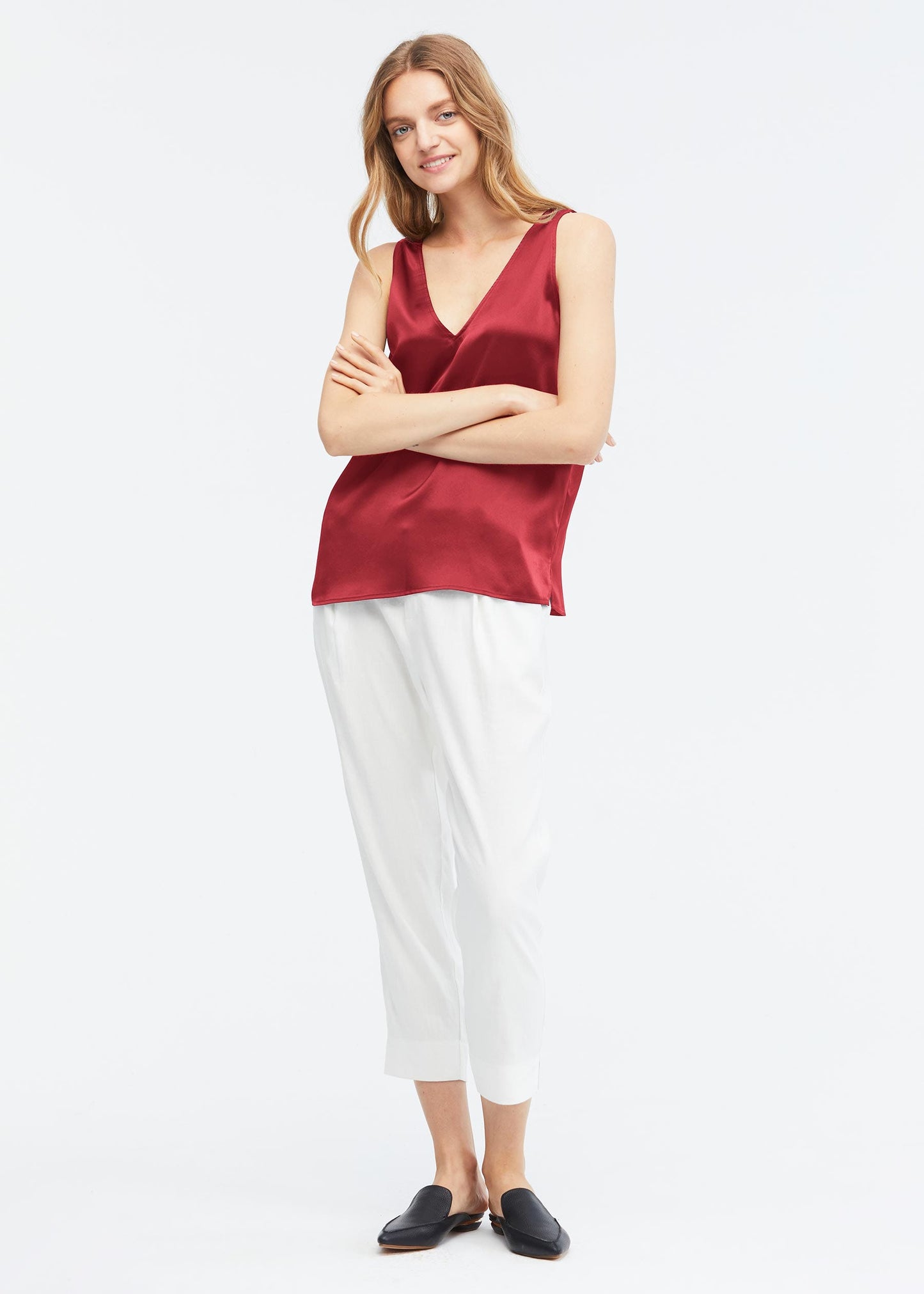 V-Neck Sleeveless Silk Tank Top