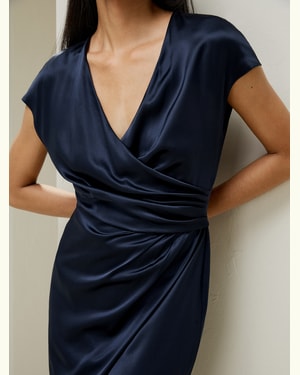 Draped Silk Midi-Dress