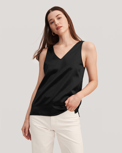 V-Neck Sleeveless Silk Tank Top