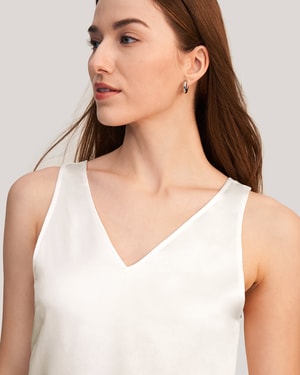 V-Neck Sleeveless Silk Tank Top