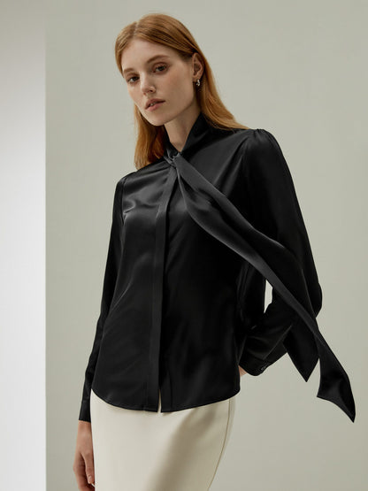 Bow-tie Neck Silk Blouse