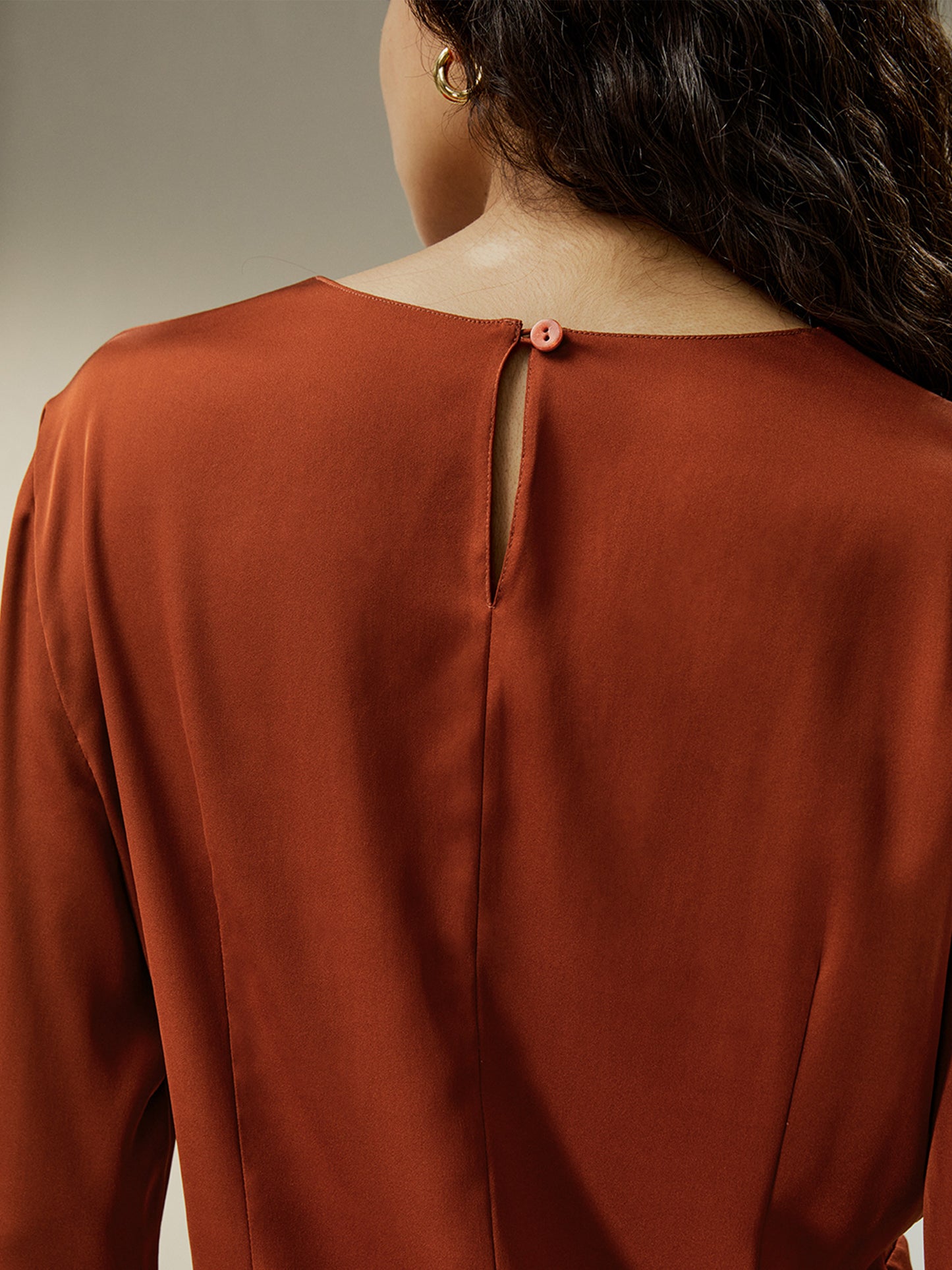 Ruffled Boatneck Long Sleeve Blouse