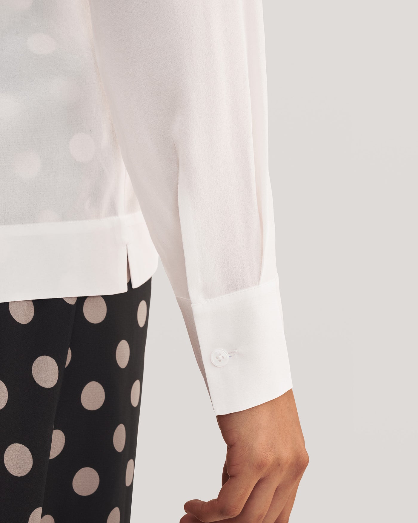Elegant Long Sleeve Silk Shirt White