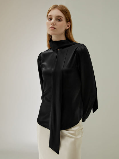 Bow-tie Neck Silk Blouse