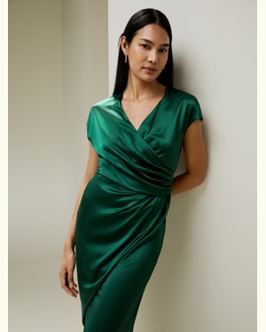 Draped Silk Midi-Dress