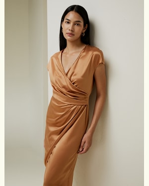 Draped Silk Midi-Dress