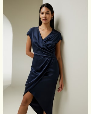 Draped Silk Midi-Dress