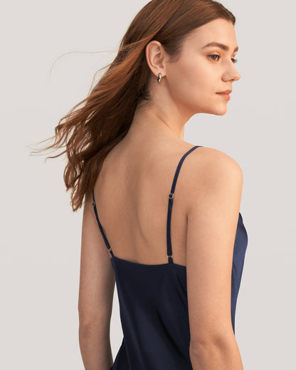 Elegant Alluring Cowl Neck Silk Slip Dress