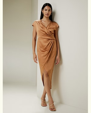 Draped Silk Midi-Dress