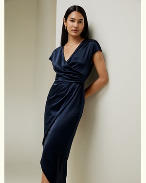 Draped Silk Midi-Dress