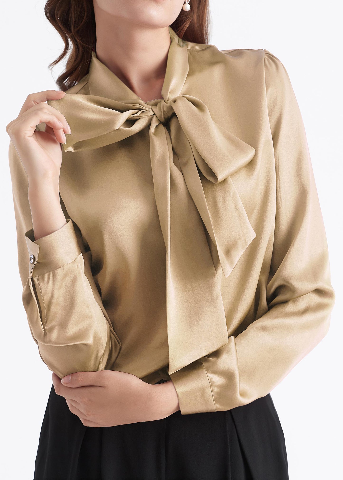 Bow-tie Neck Silk Blouse