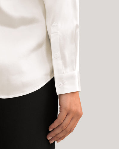 Basic Concealed Placket women Silk Shirt Ivory
