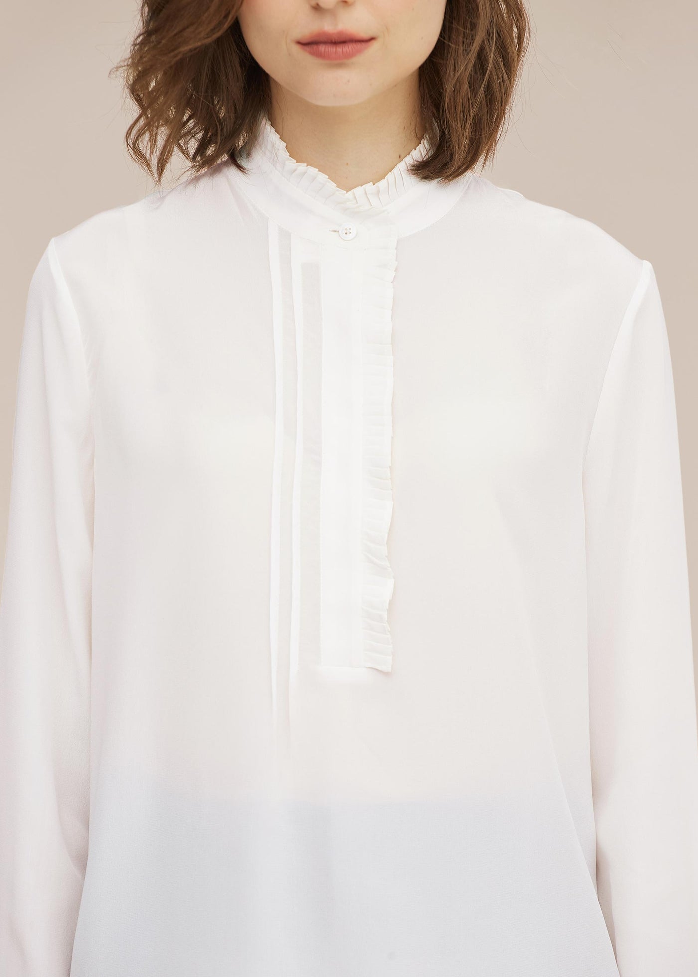 Romantic Stand Collar Silk Shirt
